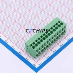 MX205R-3.5-12P-GN01-Cu-A Spring Terminal Block Through hole Component THT,P=3.5mm Connector 1x12P 3.5mm Green Right Angle Insert - Product Image 1