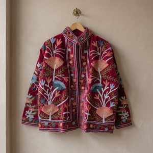 OEM Wholesale <b>Women</b> Velvet Suzani <b>Jacket</b> Artisan Floral Hand Embroidery Short Coat Ethnic Indian Craft Outerwear Suzani <b>Jacket</b> - Product Image 1