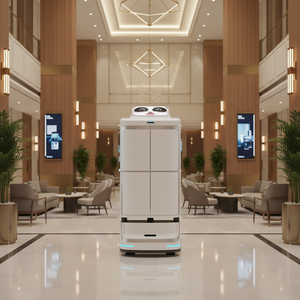 <span class=keywords><strong>Robot</strong></span> de livraison hôtelier autonome Janz Speedybot avec capacité de charge de 20 kg, guidage vocal interactif et accueil intelligent - Product Image 1