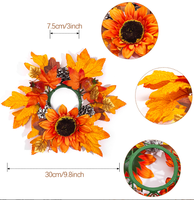 Guirlande en verre rustique avec feuilles d'érable artificielles, baies et pommes de pin, pour décoration d'automne, de Thanksgiving et de récolte, réutilisable pour la maison