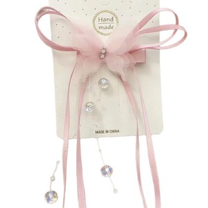 Barrette à cheveux en ruban tressé avec perles et pompons, ruban papillon pour deux queues de cheval, accessoires pour cheveux d'enfants. - Product Image 5