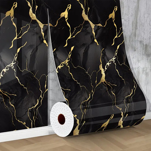 Pegatinas Autoadhesivas de PVC con Efecto Mármol Dorado, Imitación de Azulejos de Cerámica, Impermeables, para Decoración de Paredes de Diseño Moderno - Product Image 1