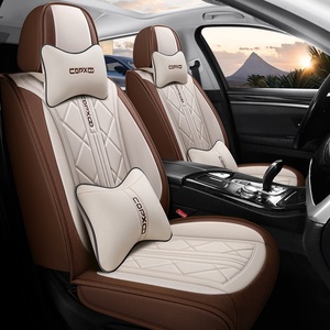 Fundas Universales de Asientos de Coche de Cuero PU, Juego Completo de <span class=keywords><strong>9</strong></span> Piezas, Impermeables, para Todas las Estaciones, Protector de Asientos de Auto con Logotipo Personalizado, Color y Empaque - Product Image 2