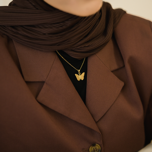 Delicado Collar de Mariposa Chapado en Oro de 18K con Caligrafía Árabe Sabr Amal Paciencia <span class=keywords><strong>Esperanza</strong></span>, Acero Inoxidable 316L Resistente al Deslustre, Envío Inmediato - Product Image 2