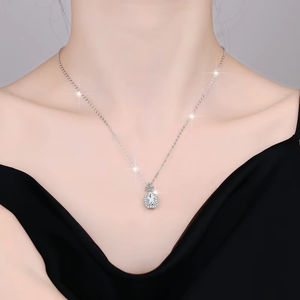 Bộ trang sức cao cấp bạc S925 đính đá Moissanite 1CT cắt Radiant, màu D, độ tinh khiết VVS1 dành cho nữ - Product Image 4