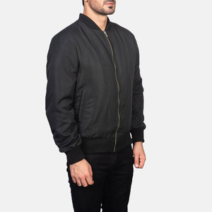 Premium Quality Light <b>Weight</b> Men Canvas <b>Stand</b> Collar Bomber Jacket Professional Made Solid Color Full Zipper Professional Made - Product Image 4