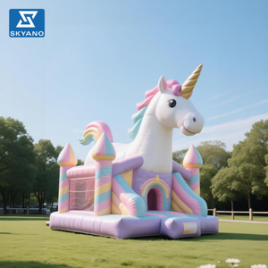 Château gonflable licorne, château gonflable d'intérieur pour enfants avec toboggan et trampoline - Product Image 1