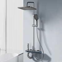 Ensemble de douche gris anthracite à affichage numérique, 4 fonctions, avec pommeau pluie, douchette à main, bidet, eau chaude et froide, vente en gros directe usine, OEM