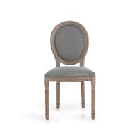 5KS24501-33 Chaise de salle à manger française moderne Finition en bois de velours gris antique durable pour atelier d'appartement Direct China Factory