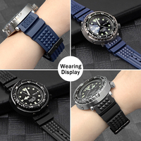 Bracelets de montre en caoutchouc TPU de haute qualité, motif diamant, 20 mm 22 mm, bracelet de montre de plongée classique pour montre Seiko 007