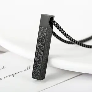 60cm Ayatul Kursi 3D Bar Necklace Islamic Pendant Eid Gift Ramadan Gift Arabic 3D Bar Necklace Islamic Jewelry men