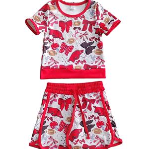 Conjunto de 2 Piezas de Ropa Deportiva para Niñas, Camiseta y Falda/Shorts, Estilo Casual, Personalizado, con Diseño de Mascota Deportiva - Product Image 5