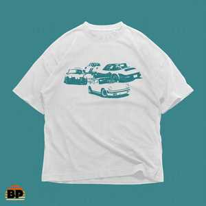 T-shirt unisex in cotone pesante per amanti delle auto d'epoca, maglietta classica con auto, regalo per lui, maglietta con veicoli retrò - Product Image 1