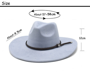 Chapeau Fedora en daim à large bord pour femme avec logo personnalisé et décoration en corde de cuir PU - Product Image 3