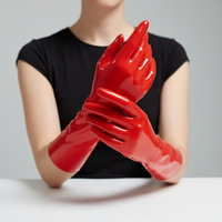 Gants courts en latex naturel à 100 %, ajustés, en caoutchouc rouge pour cosplay, soirée, clubwear, service de découpe tendance