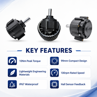 Moteur à réducteur de moyeu SG-2877 99mm 24V 45W 3Nm 130RPM IP67 pour système de propulsion de tondeuse à gazon intelligente, nettoyeur de piscine et robot de déneigement