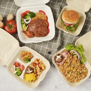Best price 9" 3 PFAS free biodegradable pulp take away bagasse pulp burger box
