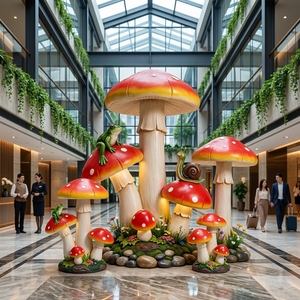 Escultura de Hongo de FRP Grande Personalizada de Fábrica Profesional, Estatua de Alto Brillo para Exhibición, <span class=keywords><strong>Atrio</strong></span>, Decoración Navideña - Product Image 4