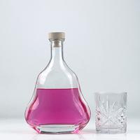 750ml Big Belly Brandy XO Whisky Vodka Bouteilles en verre à fond lourd à bouche plate