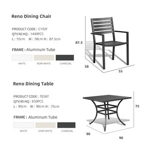 Muebles de aluminio para exteriores de alta calidad, juego de comedor para Patio, sillas de jardín y mesa para Hotel, <span class=keywords><strong>restaurante</strong></span> de lujo - Product Image 3