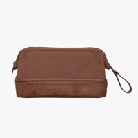 Trousse de Toilette de Voyage de Luxe pour Hommes en Toile de Coton Premium avec Finition en Cuir PU, OEM ODM, Marque Privée, Logo Personnalisé
