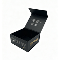 Boîtes pliantes de luxe en carton noir pour cadeaux, perruques et vêtements de sport, avec logo doré en feuille d'or