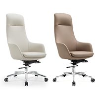 Chaise de bureau ergonomique à dossier haut, pivotante et réglable, en cuir véritable blanc, design moderne pour la maison, le bureau ou l'hôpital