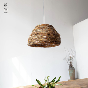 Lampe suspendue en rotin, 40cm, lustre Led rond à lumière chaude pour salon, chambre à coucher, Style Zen - Product Image 2