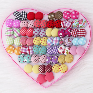 Heart-Shaped Stud Earrings Set Round Polka Dot Checkered Pattern Zinc Alloy For Women <b>Gift</b> Fashion Jewelry AE0008 - Product Image 3