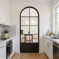 Ventanas y Puertas Corredizas de Aluminio con Diseño Interior Moderno, Arco Decorativo Francés Semicircular Curvo, Vidrio Templado