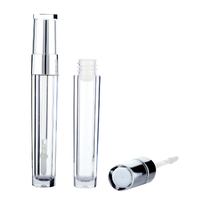 Tube de brillant à lèvres vide transparent, conique, avec capuchon jaune ou rouge, rechargeable, pour rouge à lèvres liquide, emballage cosmétique DIY pour gloss.