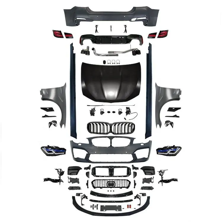 ชุดตัวถังรถยนต์สำหรับ2012-2017 BMW 5 Series F10/F18อัพเกรดเป็น G30 M5 2021 + กระโปรงข้างกันชนหน้าด้านหลังชุดเต็มตัว