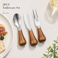 Ensemble de couverts en acier inoxydable avec manche imitation bois pour fromage, beurre, dessert et apéritif – Cadeau idéal