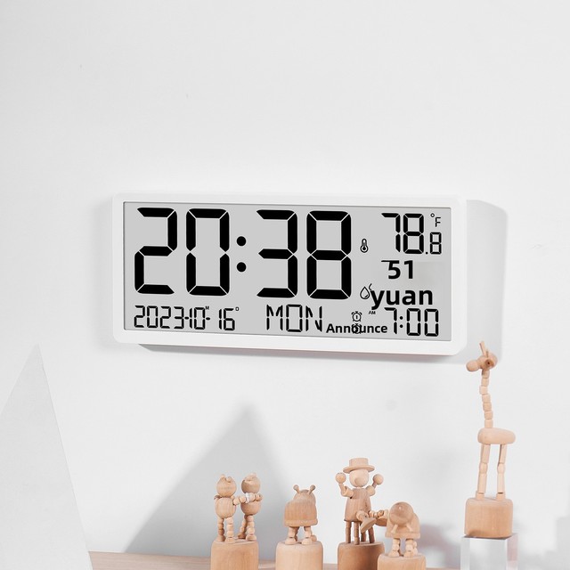 Creative LCD Plastic Multifunctional Hanging Wall Clock Chronograph Thermometer Modern Alarm Large Screen Living Room 8303Y01
