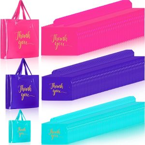 Thank You <b>Bags</b> 200 Pcs Plastic Opp <b>Bag</b> With Handle <b>Pink</b> Purple Blue <b>Hot</b> Stamping Retail Gift Packaging - Product Image 1