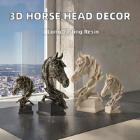 Ornements Faits Main Tête de Cheval 3D en Résine Écologique, Design Transfrontalier, Accessoires de Décoration pour la Maison, le Bureau, le Salon, le Bar et l'Entrée