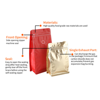 Support de café jetable de qualité alimentaire thermoscellable sacs de café à fond plat de 1 LB avec valve et fermeture éclair