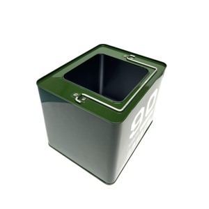 Square Metal <b>Tin</b> Can Emergency Food Storage <b>Tin</b> Compressed Biscuit Metal Container with Handle for Survival Food Reserve - Product Image 2