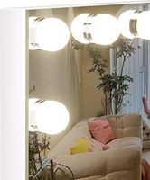 Miroir de Maquillage Carré Autonome en Métal et Verre avec 15 Lumières LED, Interrupteur Tactile Bluetooth, Grossissant, Personnalisable OEM/ODM