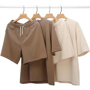 衣類-ベンダー夏メンズ衣装ツーピースショーツTシャツストリートカジュアル2ピースパンツTシャツメンズセット - Product Image 1
