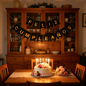 Guirlande Joyeux Anniversaire Lettres Noires et Dorées 16 Pièces 4M Bannière de Fête - Product Image 4