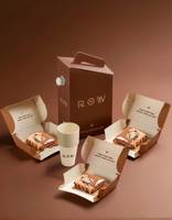Boîte en carton personnalisée pour plats à emporter avec compartiment pour sauce, imprimé coloré de dessins animés, emballage alimentaire