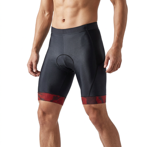 Pantalones Cortos de Ciclismo Ajustados para Hombre con Asiento Acolchado, Secado Rápido, Spandex, Poliéster, Ribete Rojo - Product Image 1