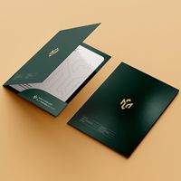 Carpeta de Presentación Personalizada para Oficina, Color Verde, Cartón de 300 g/m², Promocional, 9x12'', con Bolsillo Interior