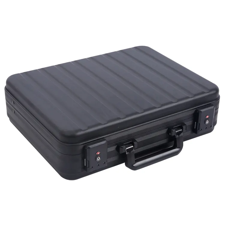 Funda de Metal de aluminio para herramientas, caja grande de seguridad de aluminio negro, venta al por mayor