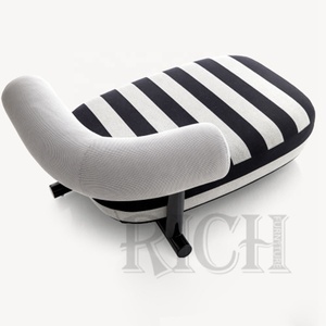 Petite chaise nordique pour salon, meuble d'intérieur français à rayures noires et blanches, petite chaise de salon, design moderne - Product Image 6