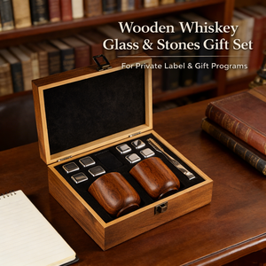 Set di Bicchieri <span class=keywords><strong>per</strong></span> Whisky in Legno Carbonizzato con Logo Personalizzato e Cubetti di Ghiaccio in Acciaio Inox, Regalo Aziendale Unico <span class=keywords><strong>per</strong></span> Uomini - Product Image 1
