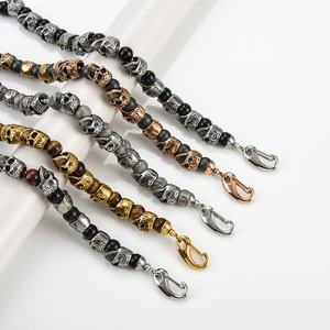 Pulsera de Calavera con Cuentas de Acero Inoxidable, Diseño Nuevo 2024, Venta al Por Mayor, Personalizable - Product Image 6
