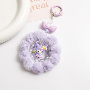 DIY Sangle de téléphone en pompon doux et moelleux avec perles, porte-clés lumineux en forme d'animal de dessin animé, en acrylique écologique, rond, pour Noël, pour filles, mignon, Kawaii, cadeau - Product Image 4