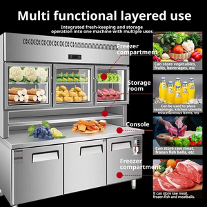 Mesa de Trabajo Refrigerada Comercial de Acero Inoxidable, Refrigerador Portátil de 4 Puertas Francesas, Sin Escarcha, de Bajo Consumo, para Cocina - Product Image 5